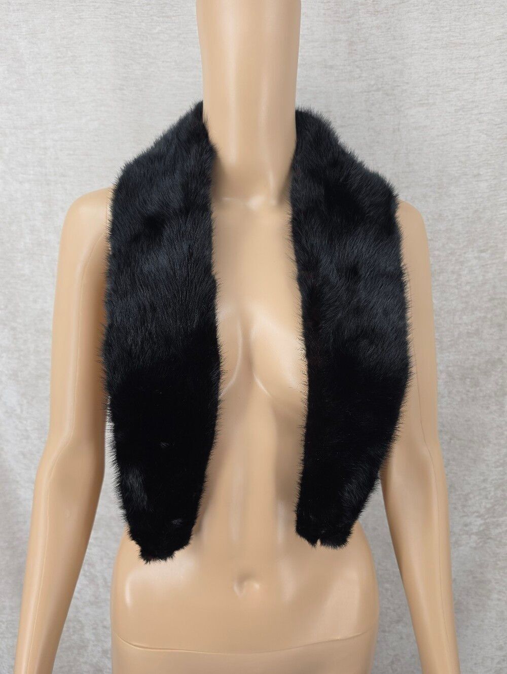 Mink Vintage Black Genuine Fur Stole Scarf Wrap Collar